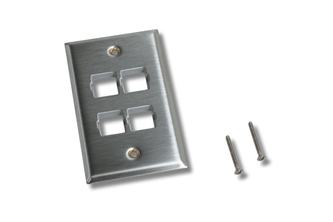 M14SP 4-port Single Gang Stainless Steel Faceplate