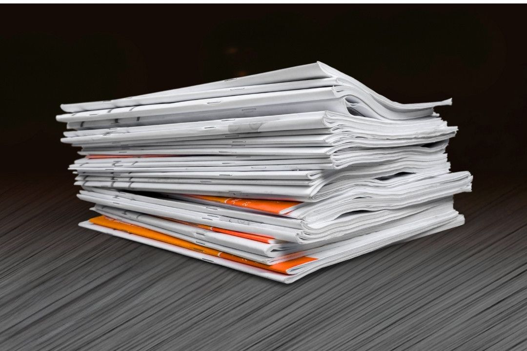 A stack of newspapers